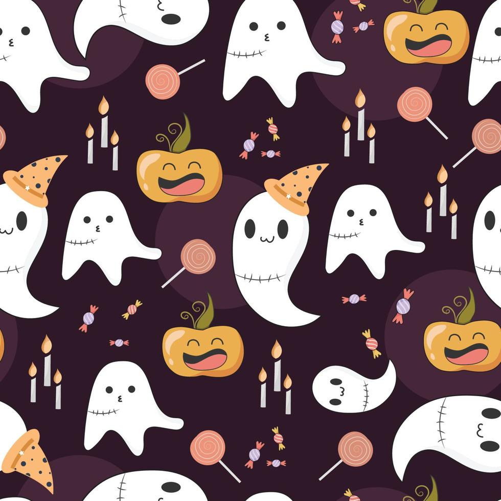 seamless pattern cute halloween background vector