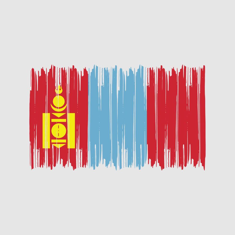 trazos de pincel de bandera de mongolia. bandera nacional vector