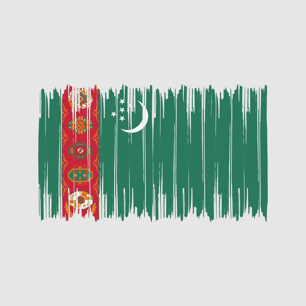 trazos de pincel de bandera de turkmenistán. bandera nacional vector