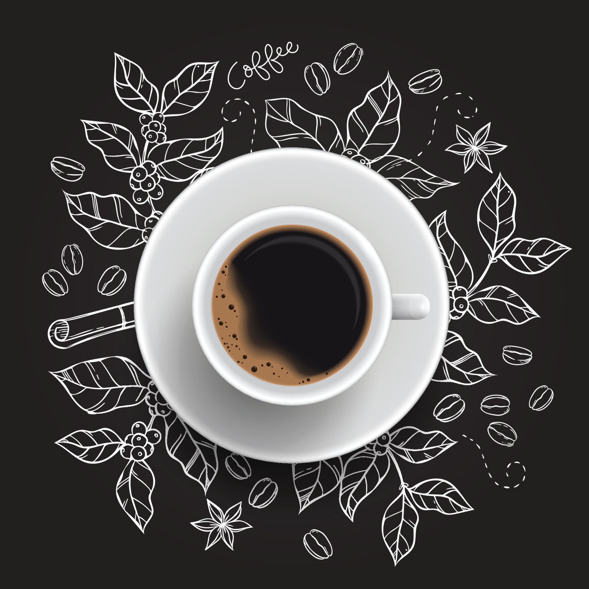 White Coffee Cup with Doodle Background 11166805 Vector Art at Vecteezy