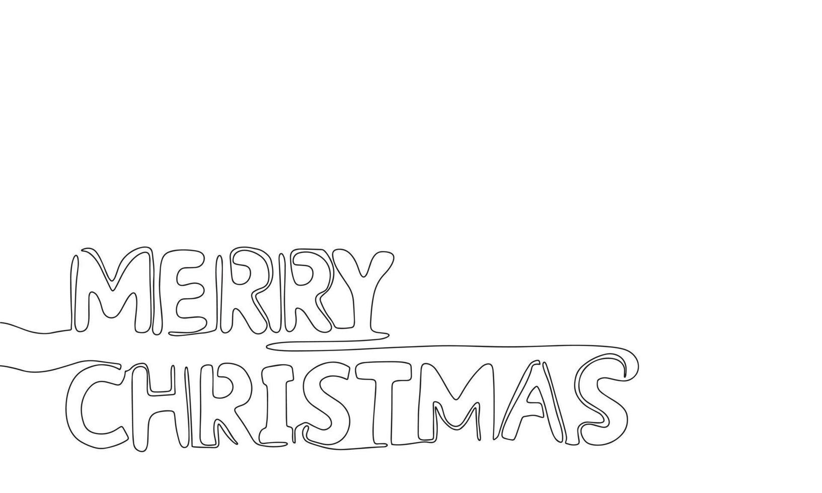 letras feliz navidad. dibujo a mano, arte lineal, contorno, composición de arte lineal. tarjeta de Navidad. ilustración vectorial vector