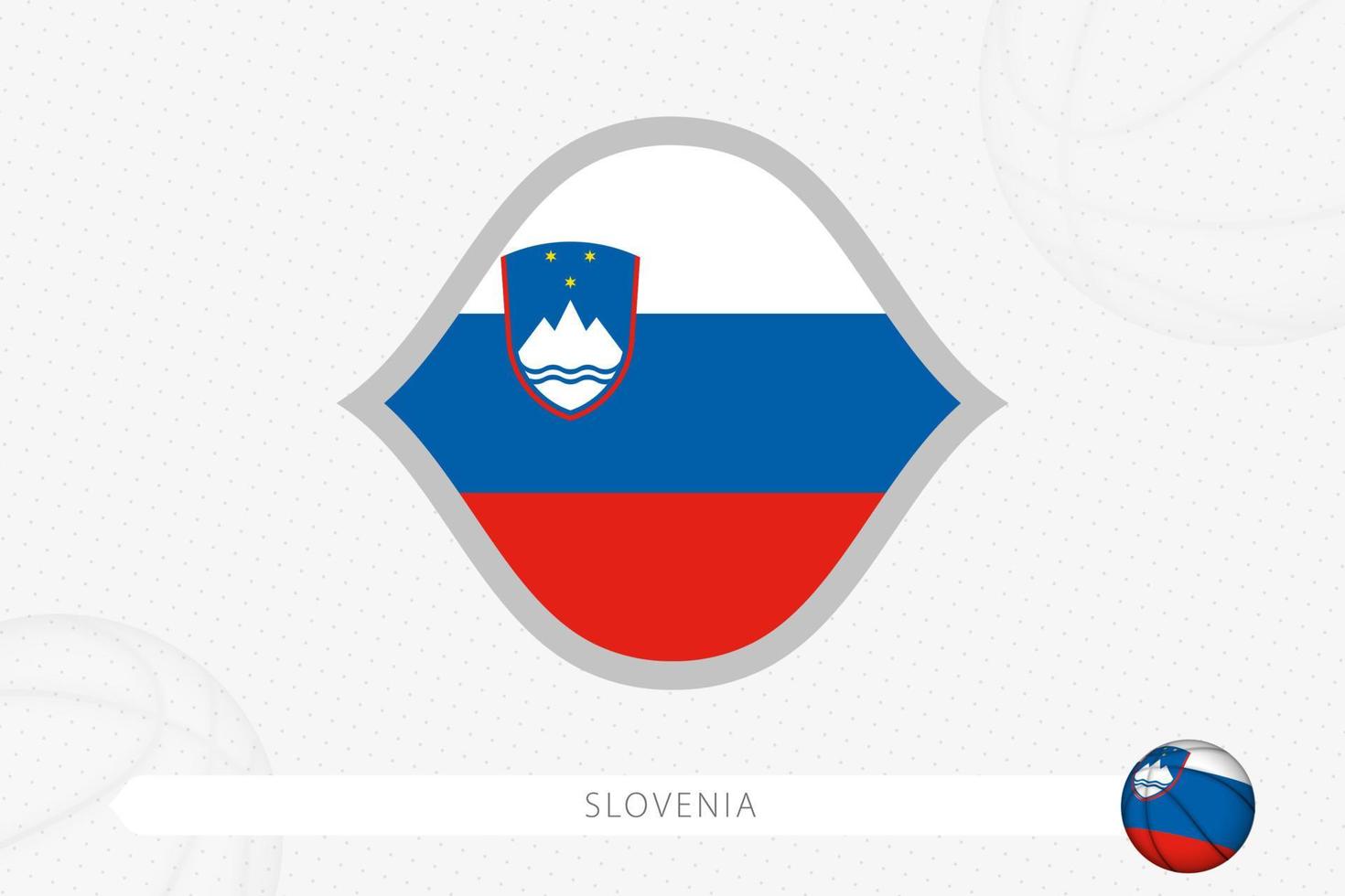 Slovenia flag for basketball competition on gray basketball background. vector