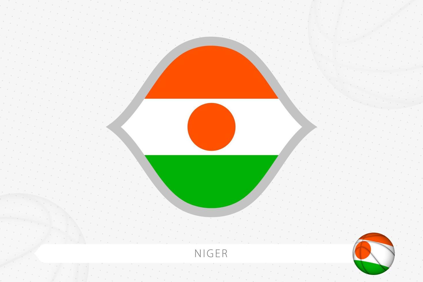 bandera de níger para la competencia de baloncesto sobre fondo gris de baloncesto. vector