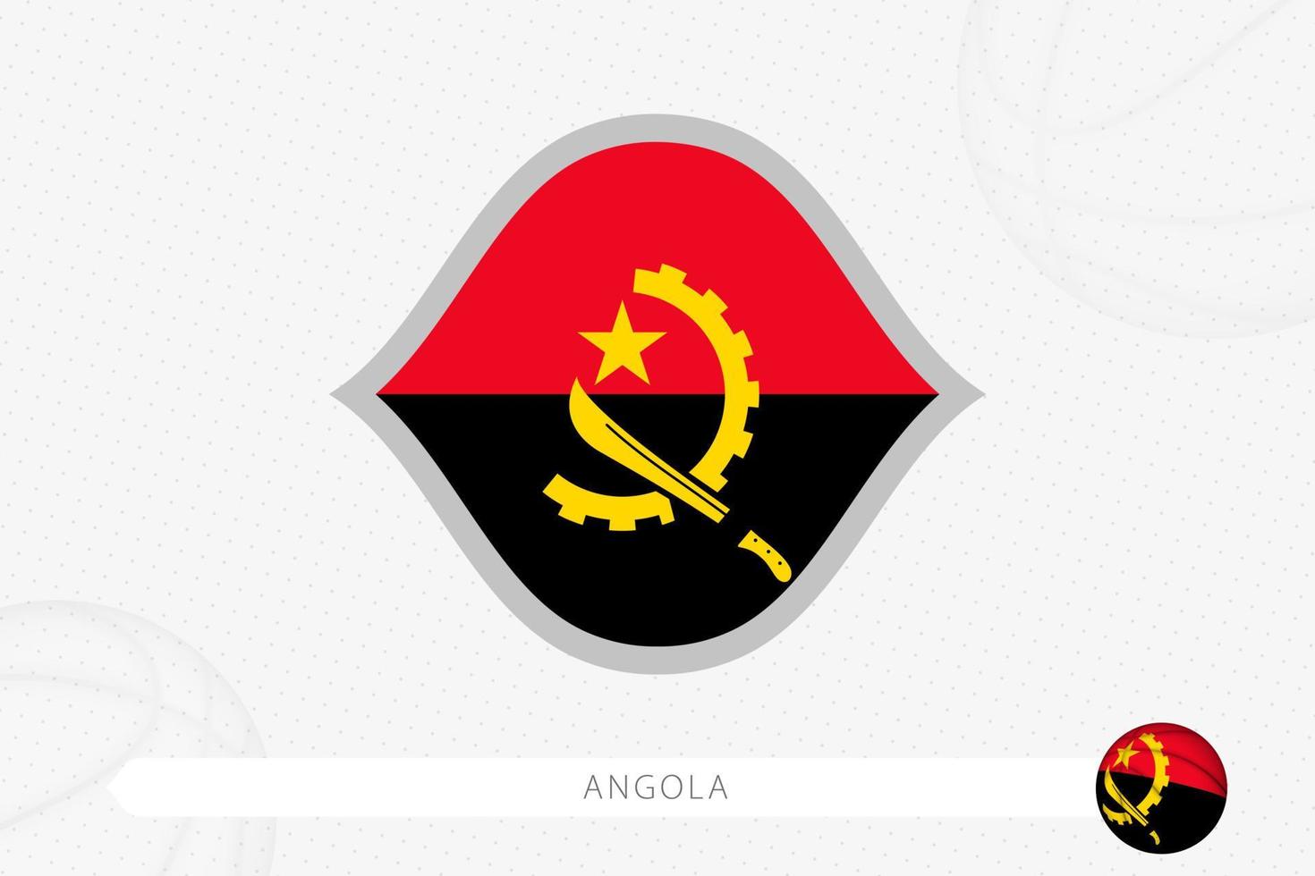 bandera de angola para la competición de baloncesto sobre fondo gris de baloncesto. vector