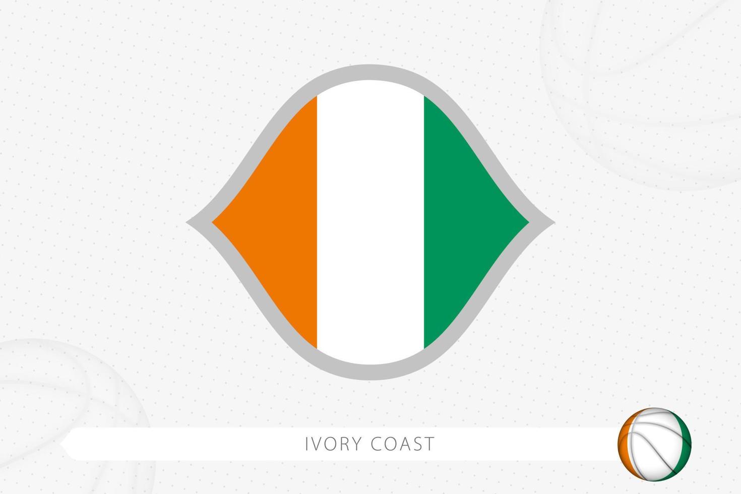 Ivory Coast flag for basketball competition on gray basketball background. vector