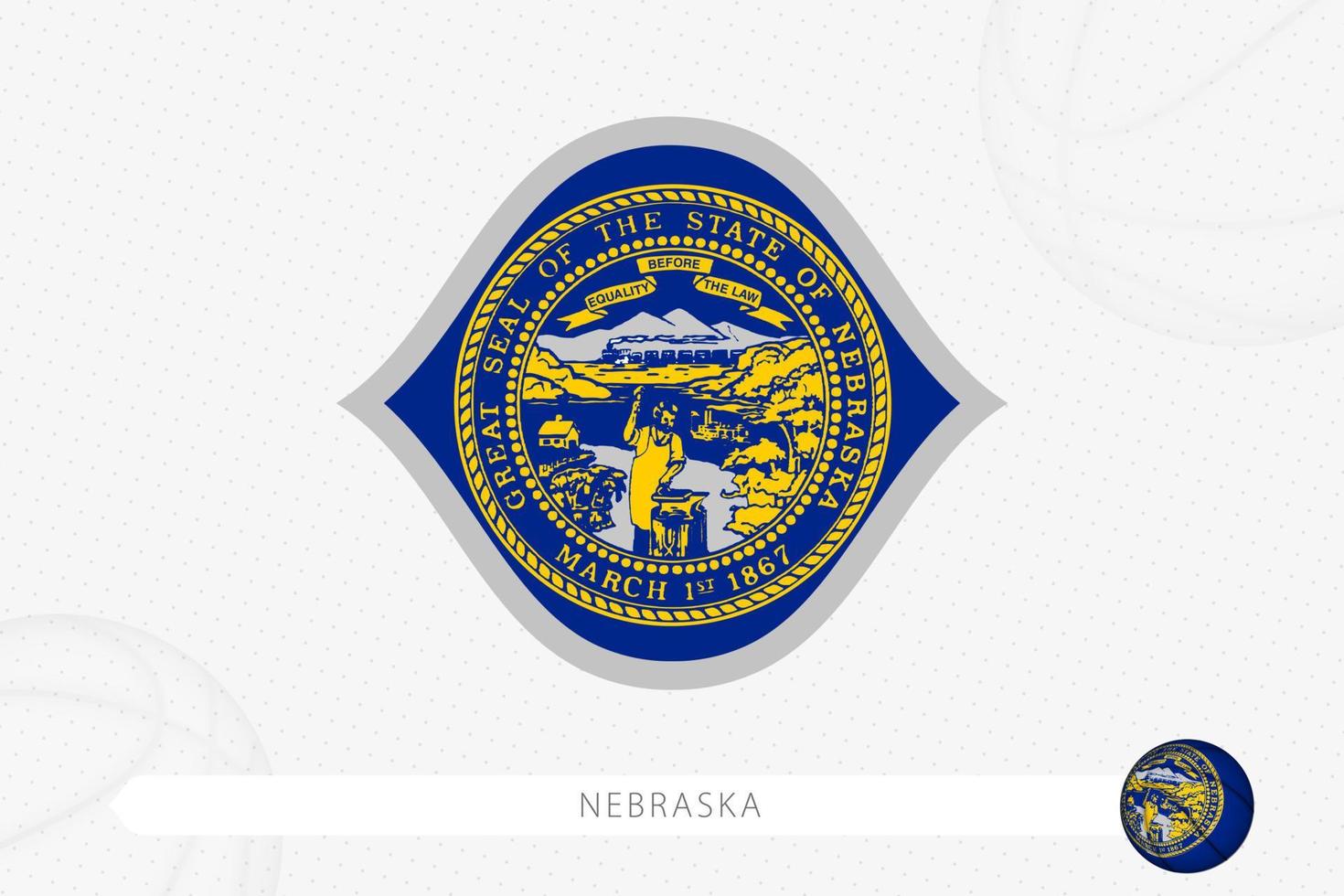 Nebraska flag for basketball competition on gray basketball background. vector