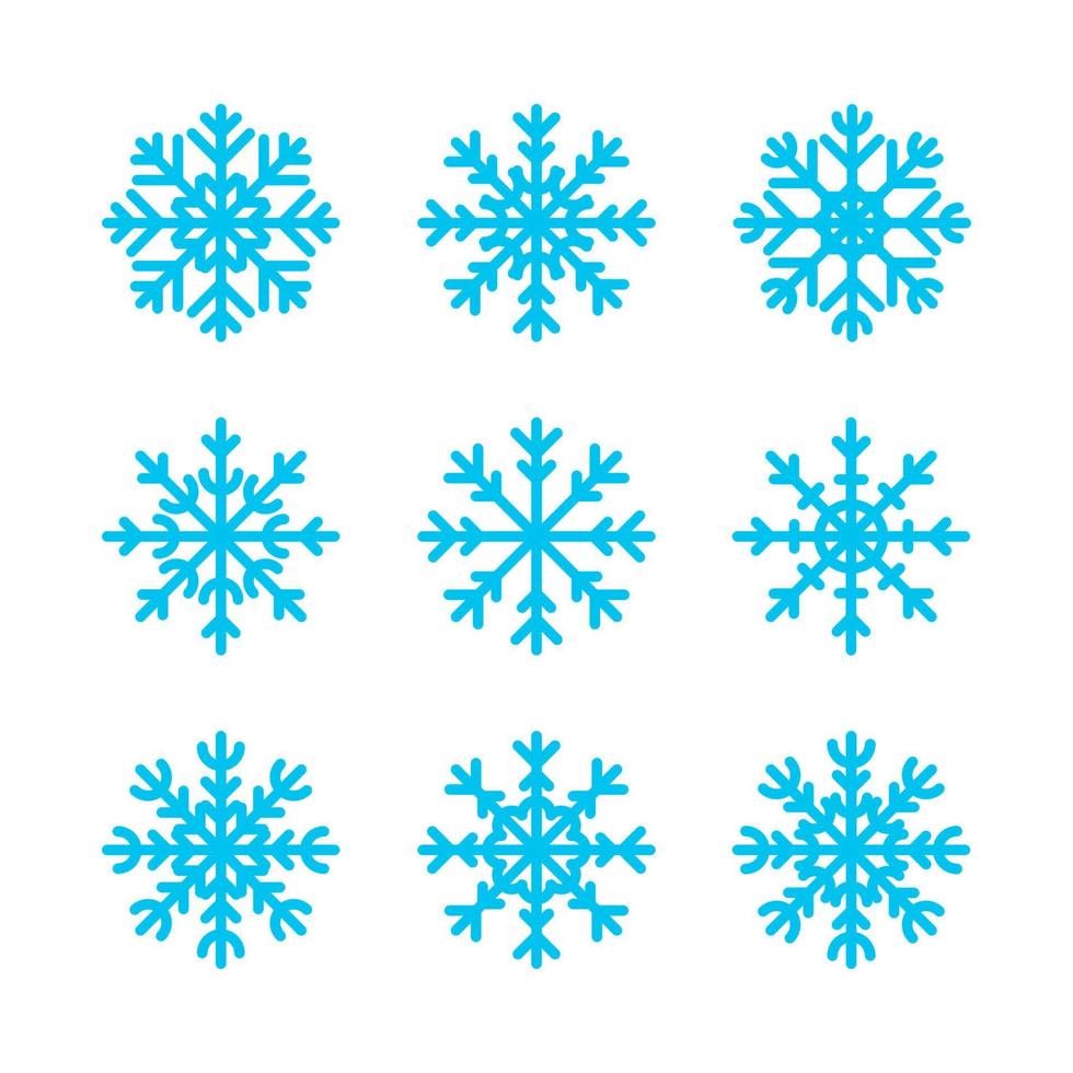 colección de iconos de copo de nieve azul vector