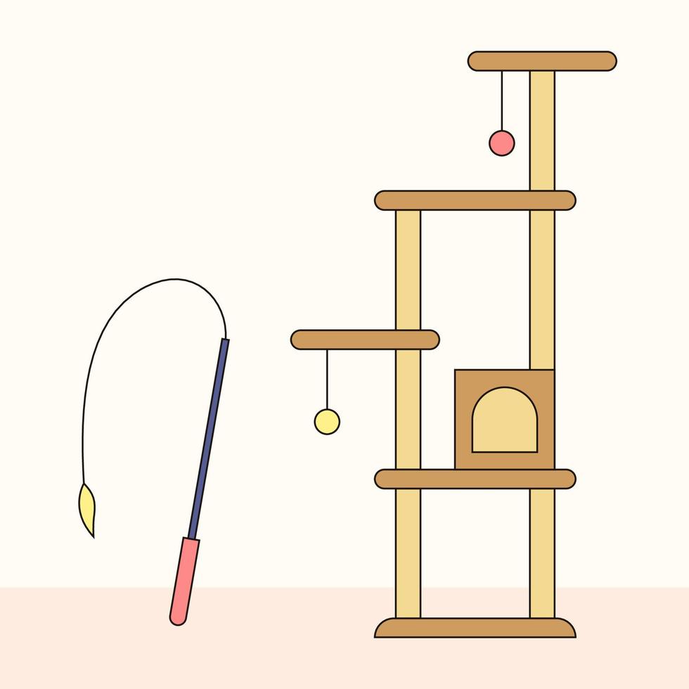 ilustración de torre de gato marrón alto vector
