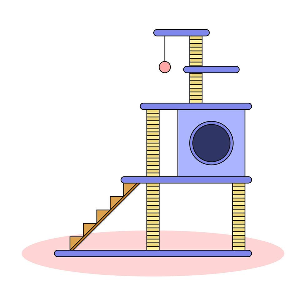 blue cat tower playhouse illustration vector