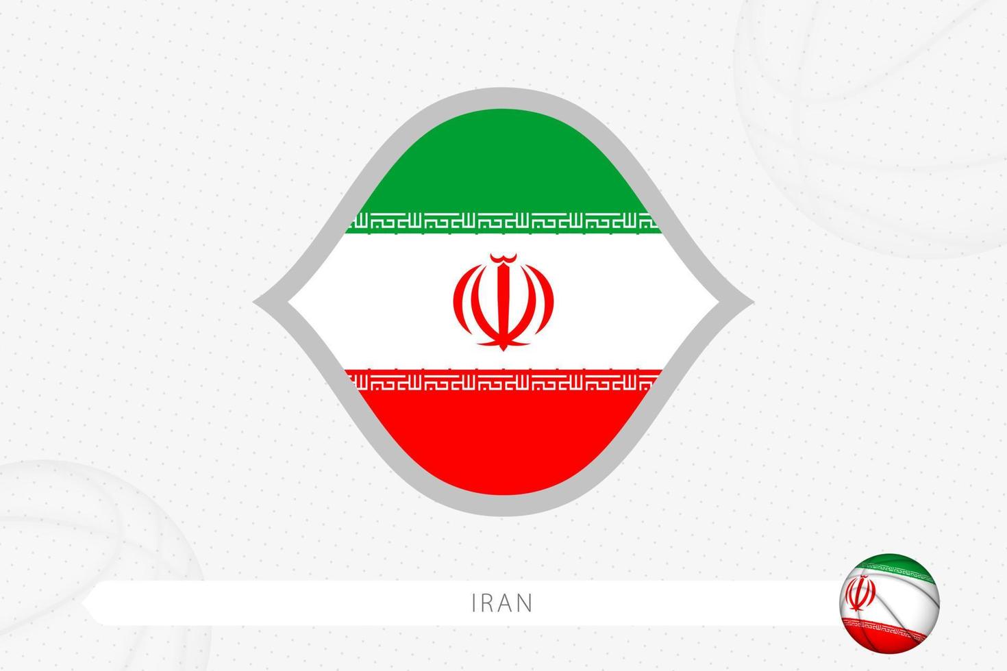 Iran flag for basketball competition on gray basketball background. vector