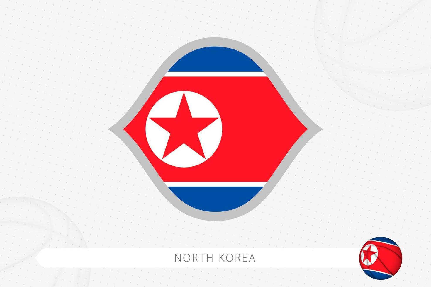 North Korea flag for basketball competition on gray basketball background. vector
