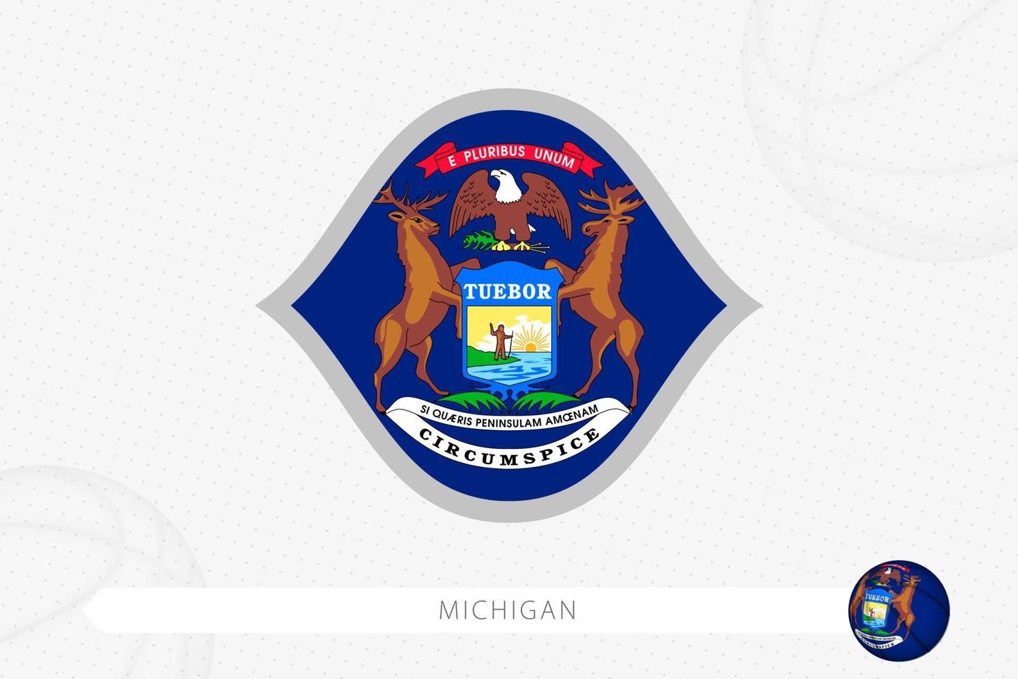 Michigan flag for basketball competition on gray basketball background. vector
