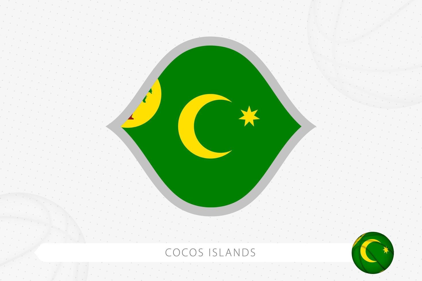 bandera de las islas cocos para la competencia de baloncesto sobre fondo gris de baloncesto. vector