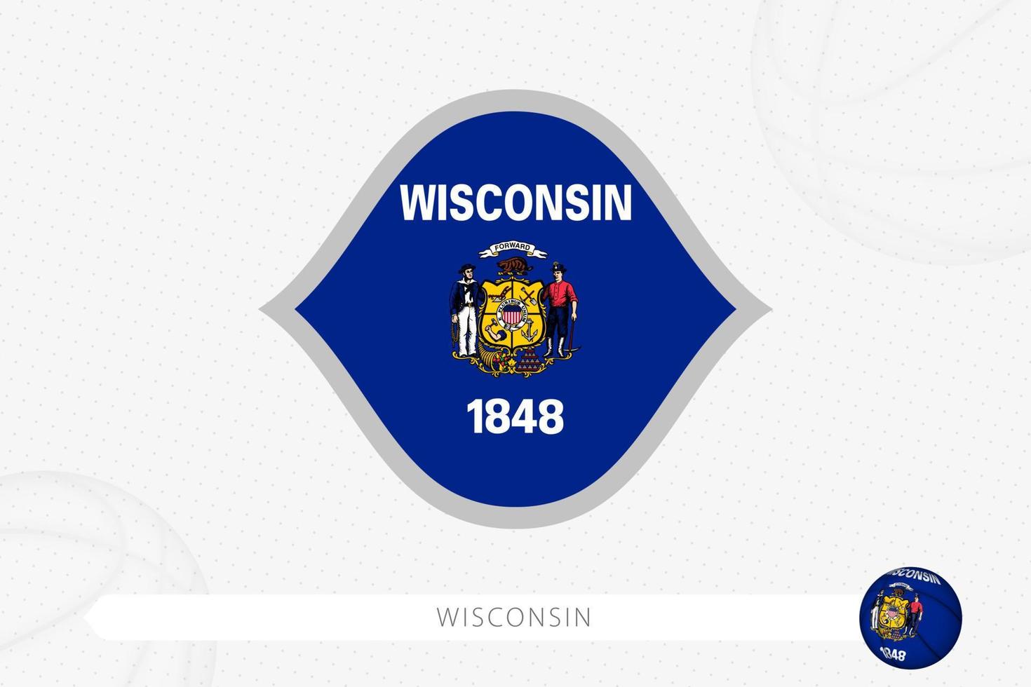 Wisconsin flag for basketball competition on gray basketball background. vector