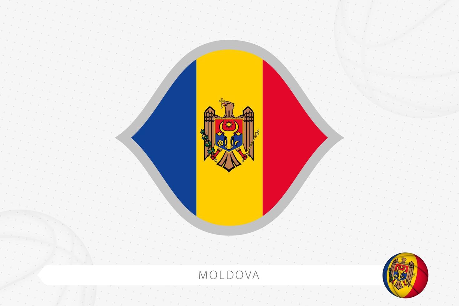 bandera de moldavia para la competición de baloncesto sobre fondo gris de baloncesto. vector