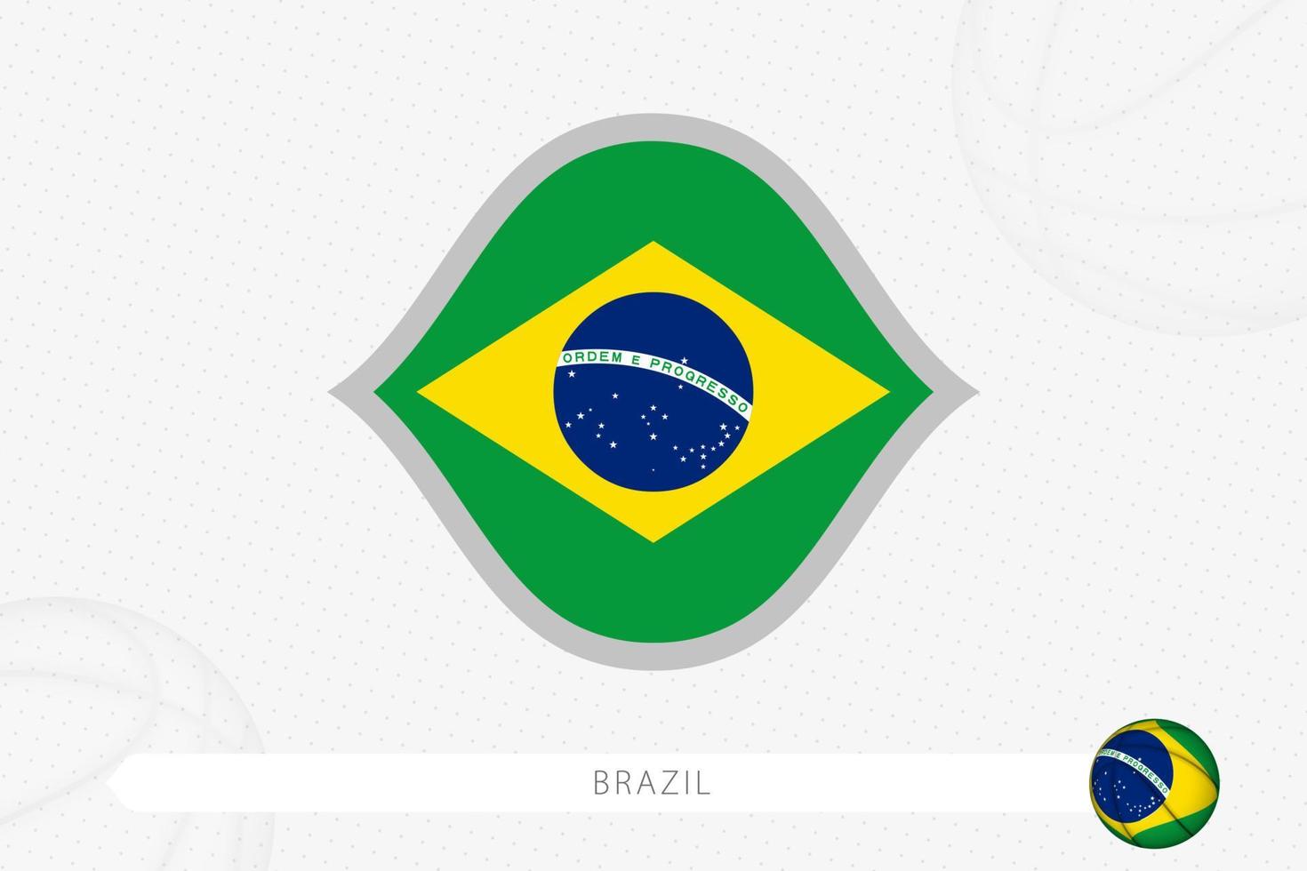 bandera de brasil para la competencia de baloncesto sobre fondo de baloncesto gris. vector