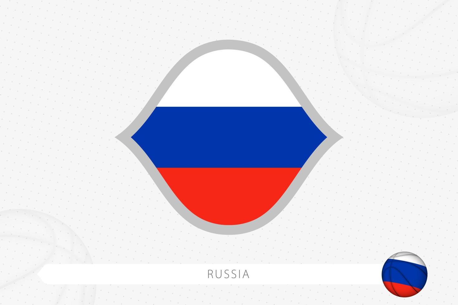 bandera de rusia para la competición de baloncesto sobre fondo de baloncesto gris. vector