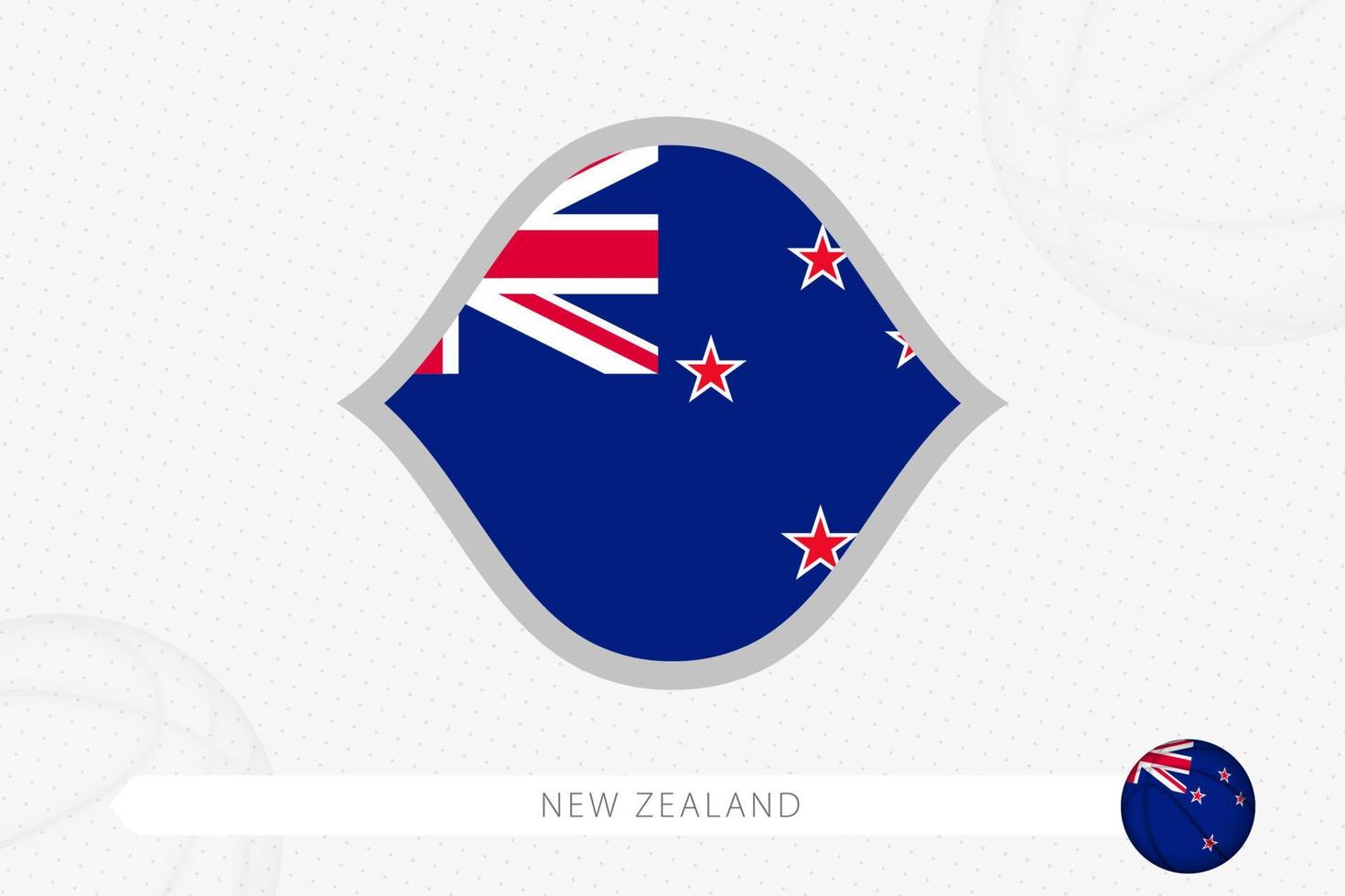 bandera de nueva zelanda para la competencia de baloncesto sobre fondo de baloncesto gris. vector