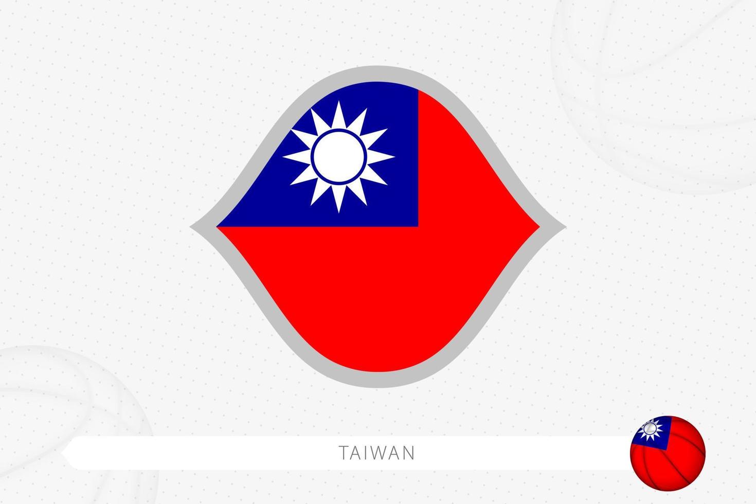 Taiwan flag for basketball competition on gray basketball background. vector