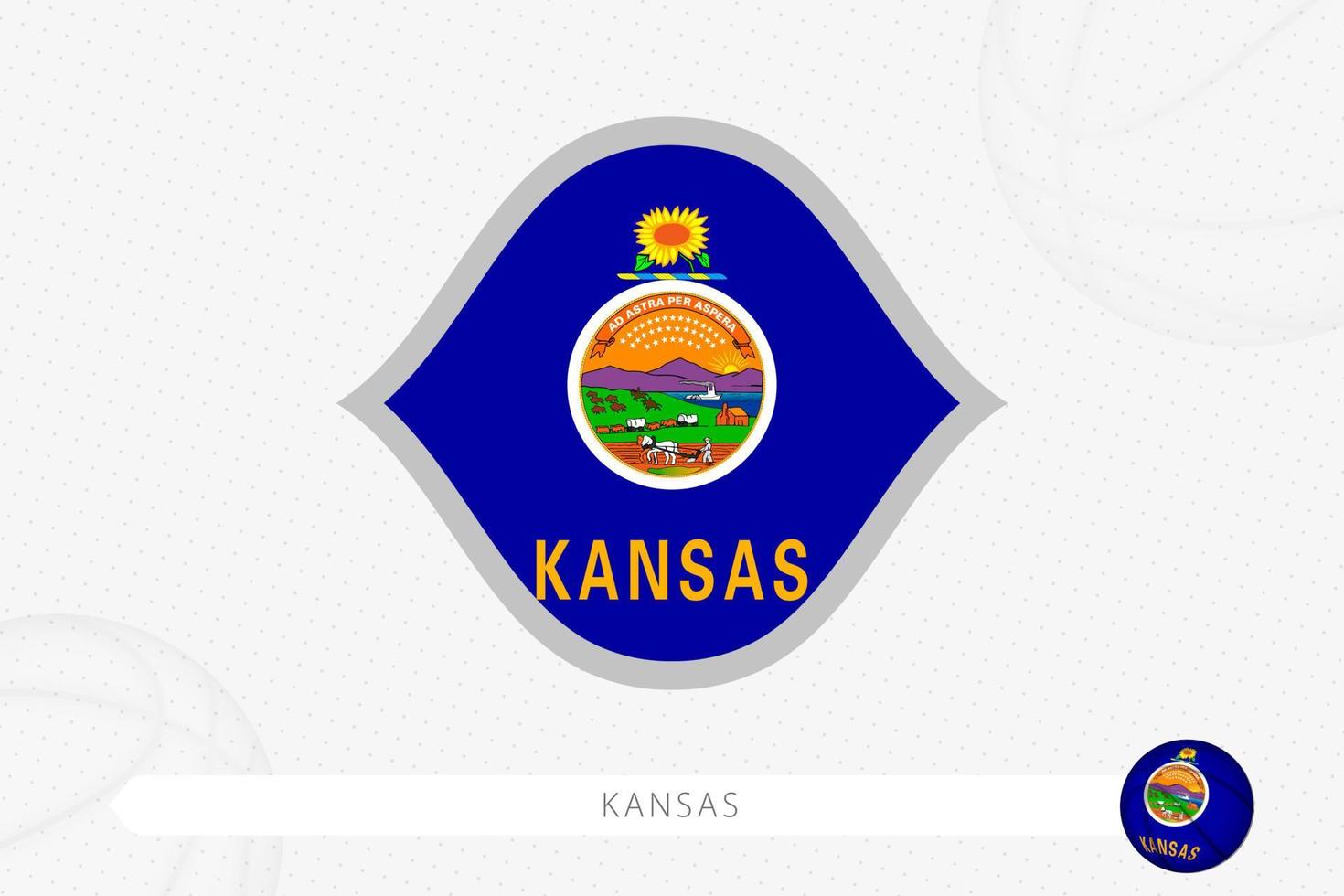 bandera de kansas para la competencia de baloncesto sobre fondo gris de baloncesto. vector