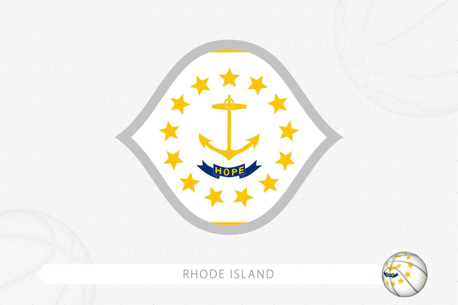 Rhode Island flag for basketball competition on gray basketball background. vector