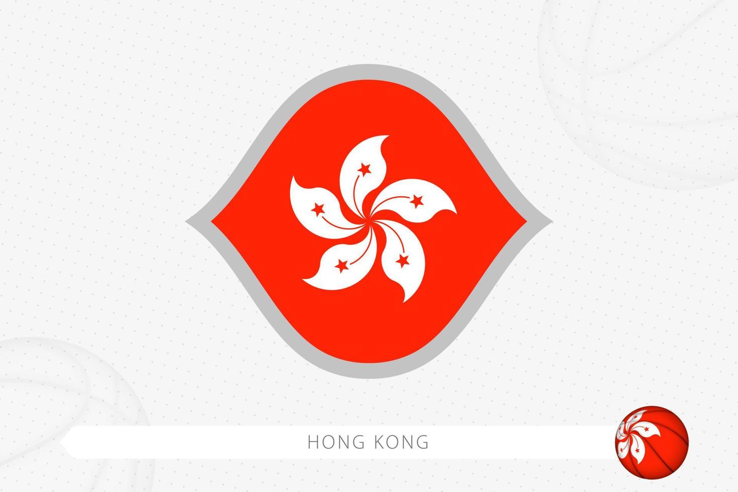 Hong Kong flag for basketball competition on gray basketball background. vector