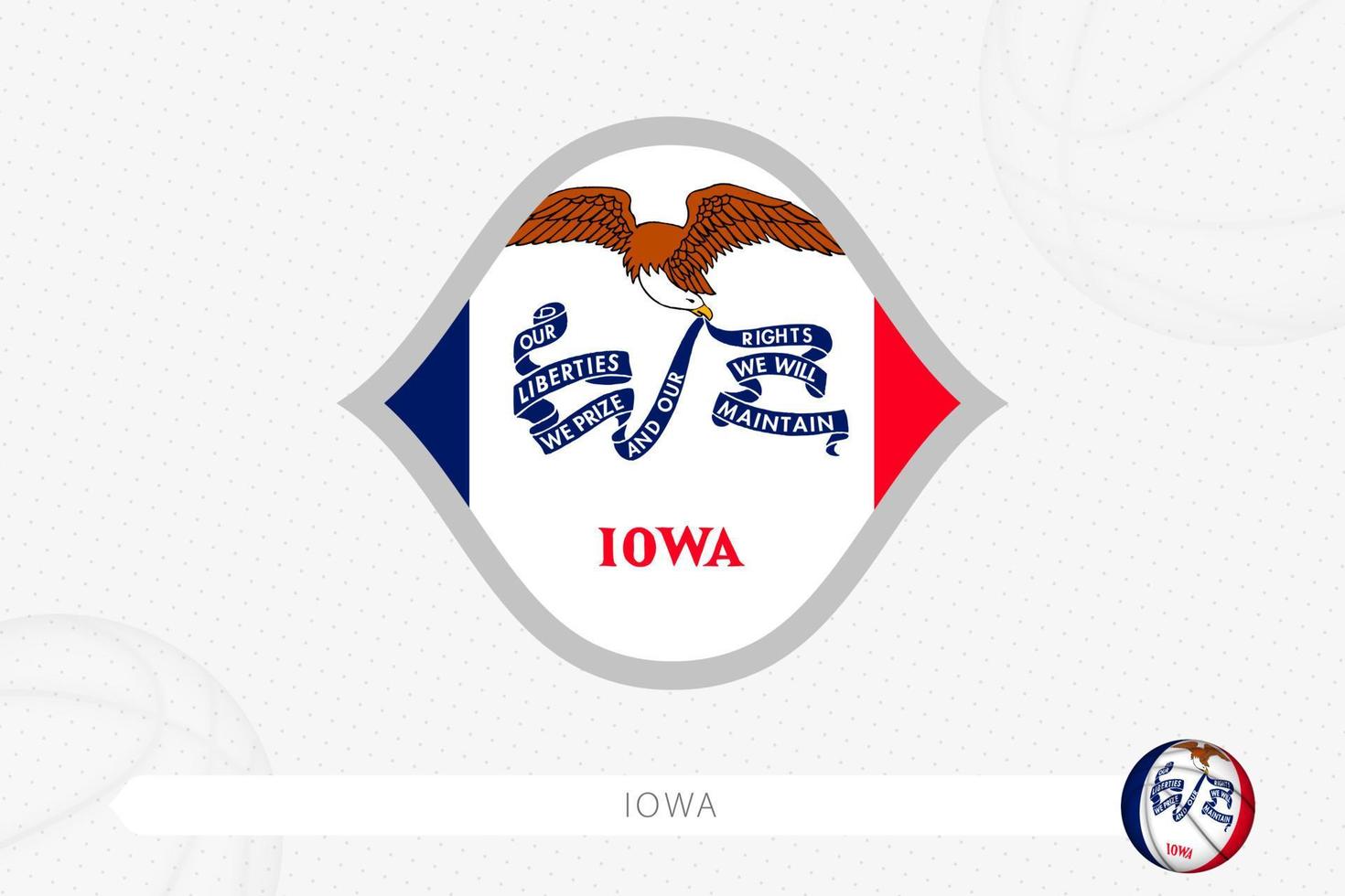 Iowa flag for basketball competition on gray basketball background. vector