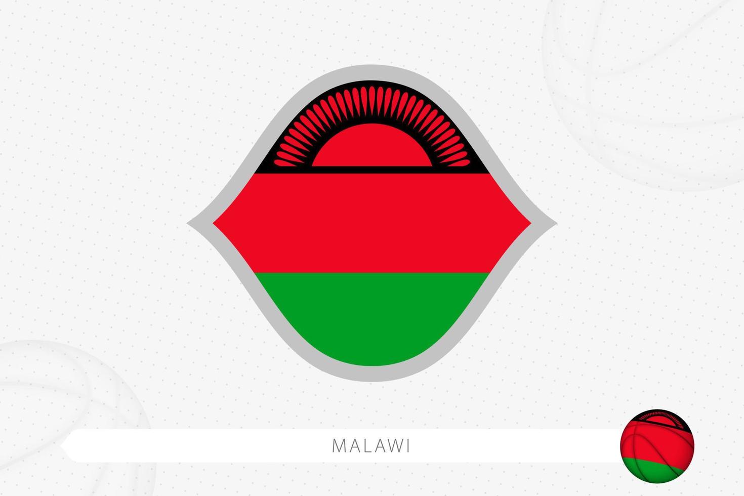 bandera de malawi para la competencia de baloncesto sobre fondo gris de baloncesto. vector