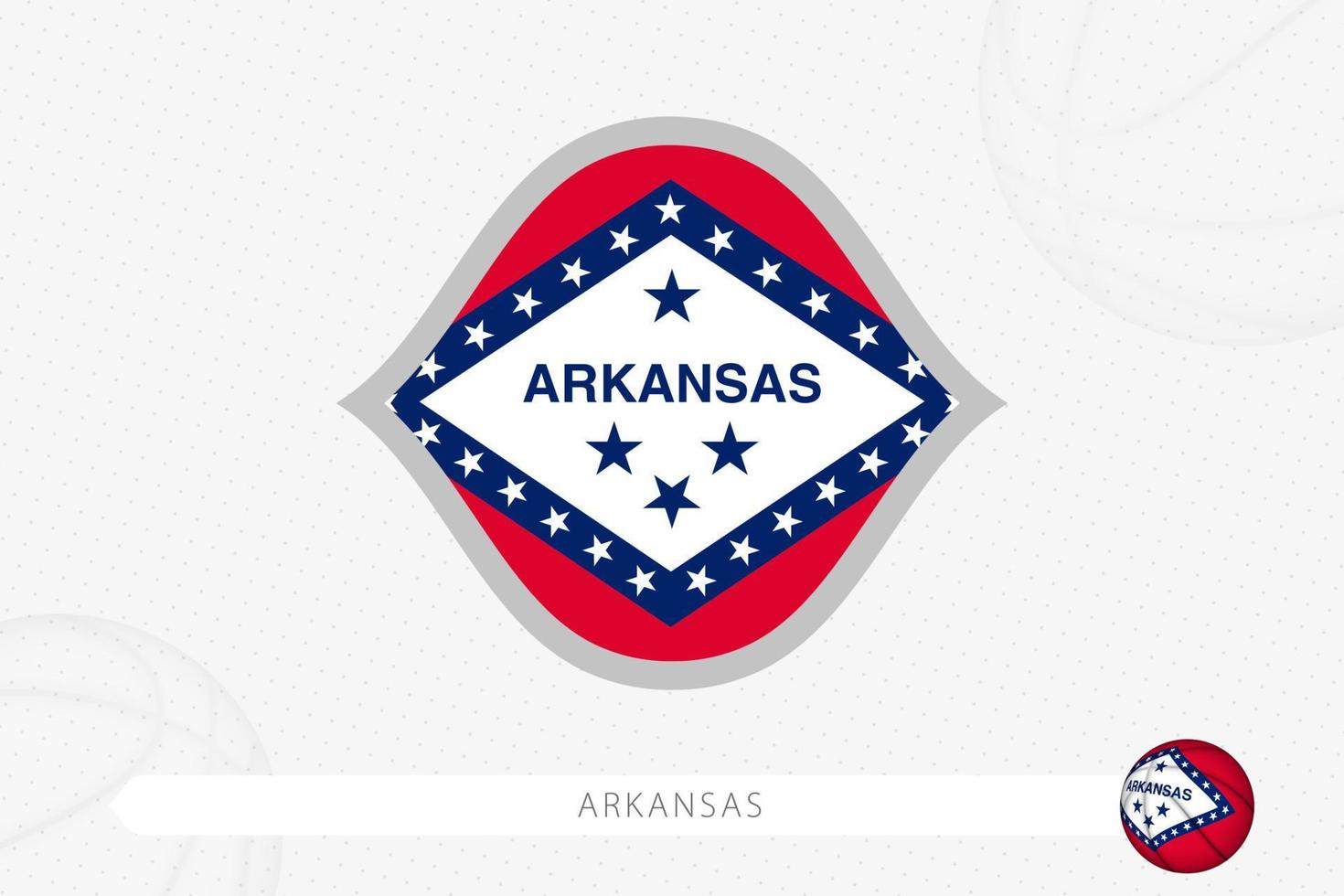 bandera de arkansas para la competencia de baloncesto sobre fondo gris de baloncesto. vector