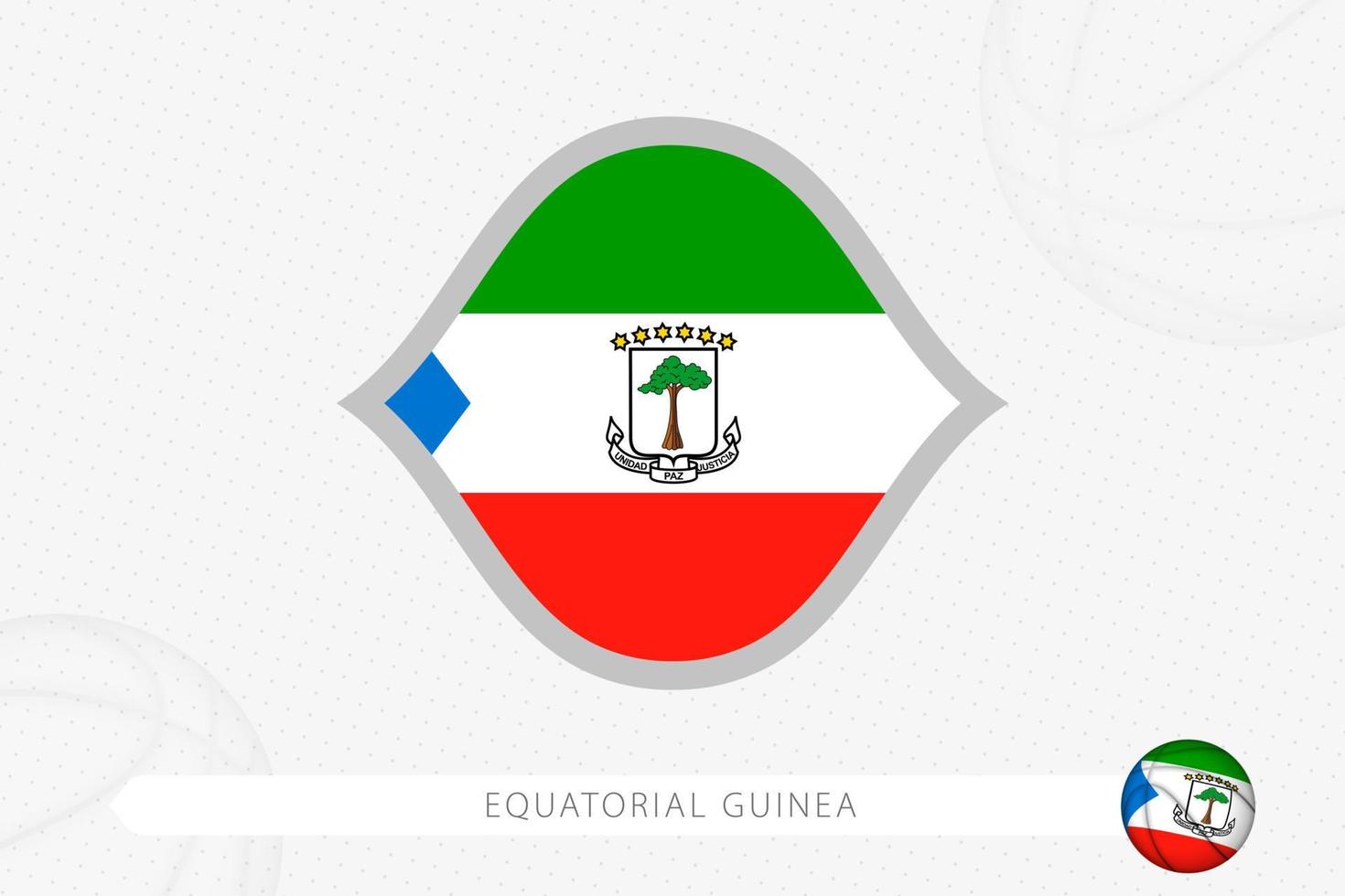 bandera de guinea ecuatorial para la competencia de baloncesto sobre fondo gris de baloncesto. vector