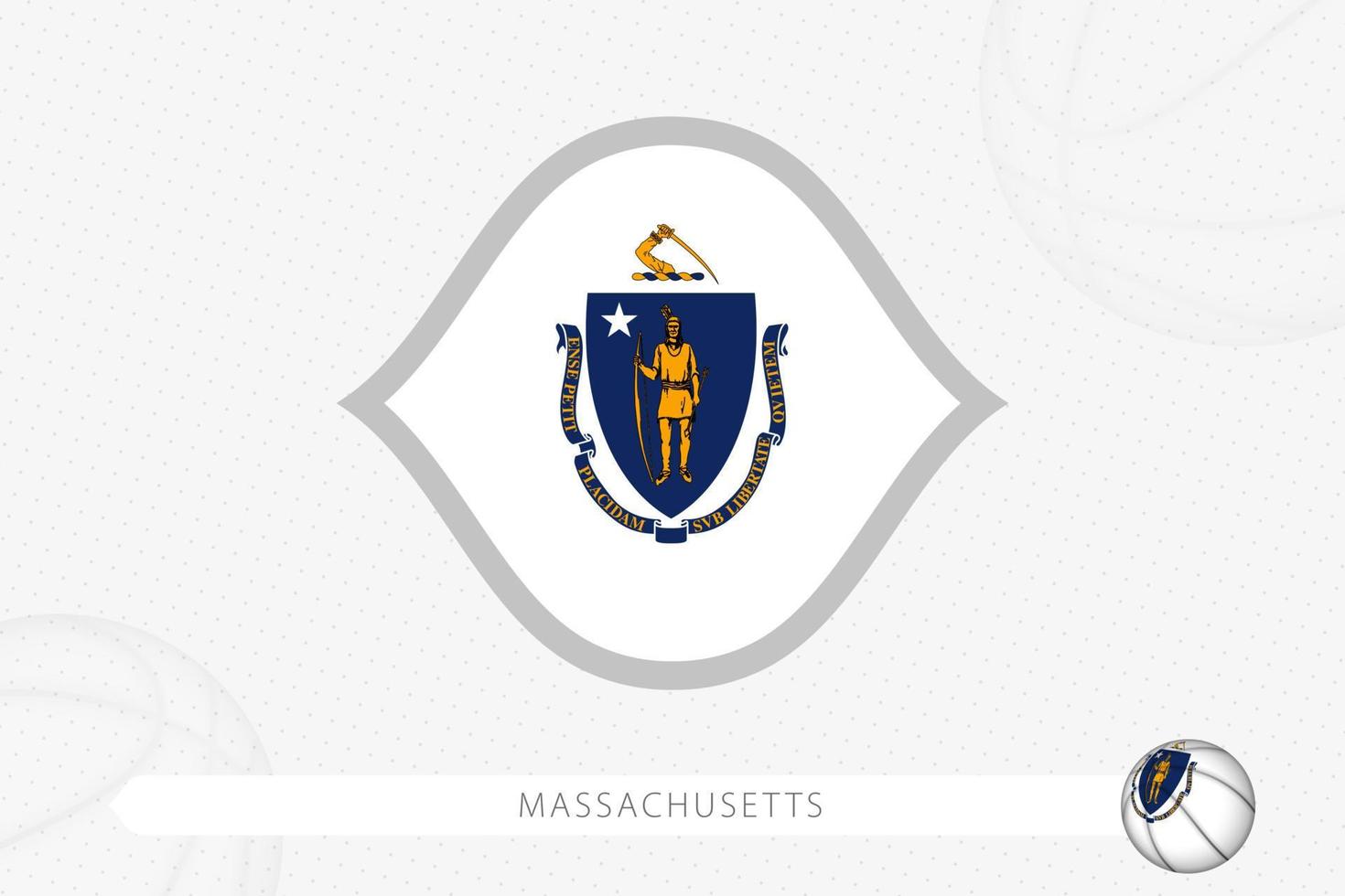 Massachusetts flag for basketball competition on gray basketball background. vector