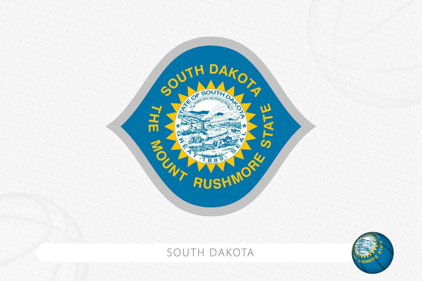 South Dakota flag for basketball competition on gray basketball background. vector