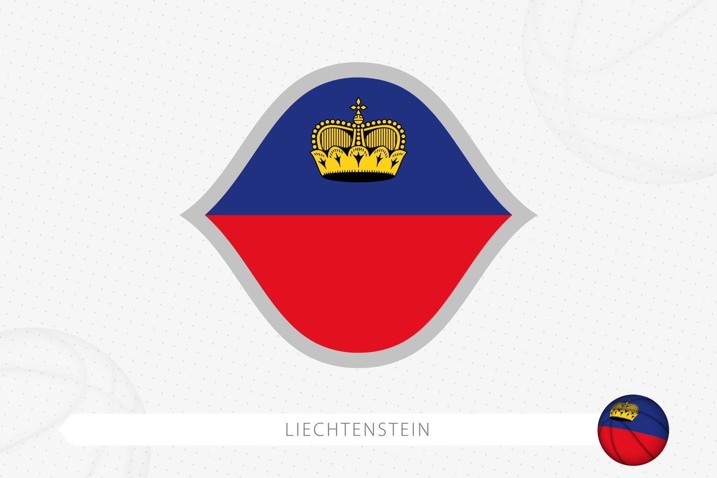 Bandera de Liechtenstein para la competencia de baloncesto sobre fondo de baloncesto gris. vector