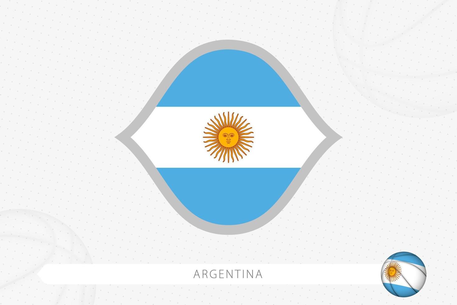 bandera argentina para la competencia de baloncesto sobre fondo gris de baloncesto. vector