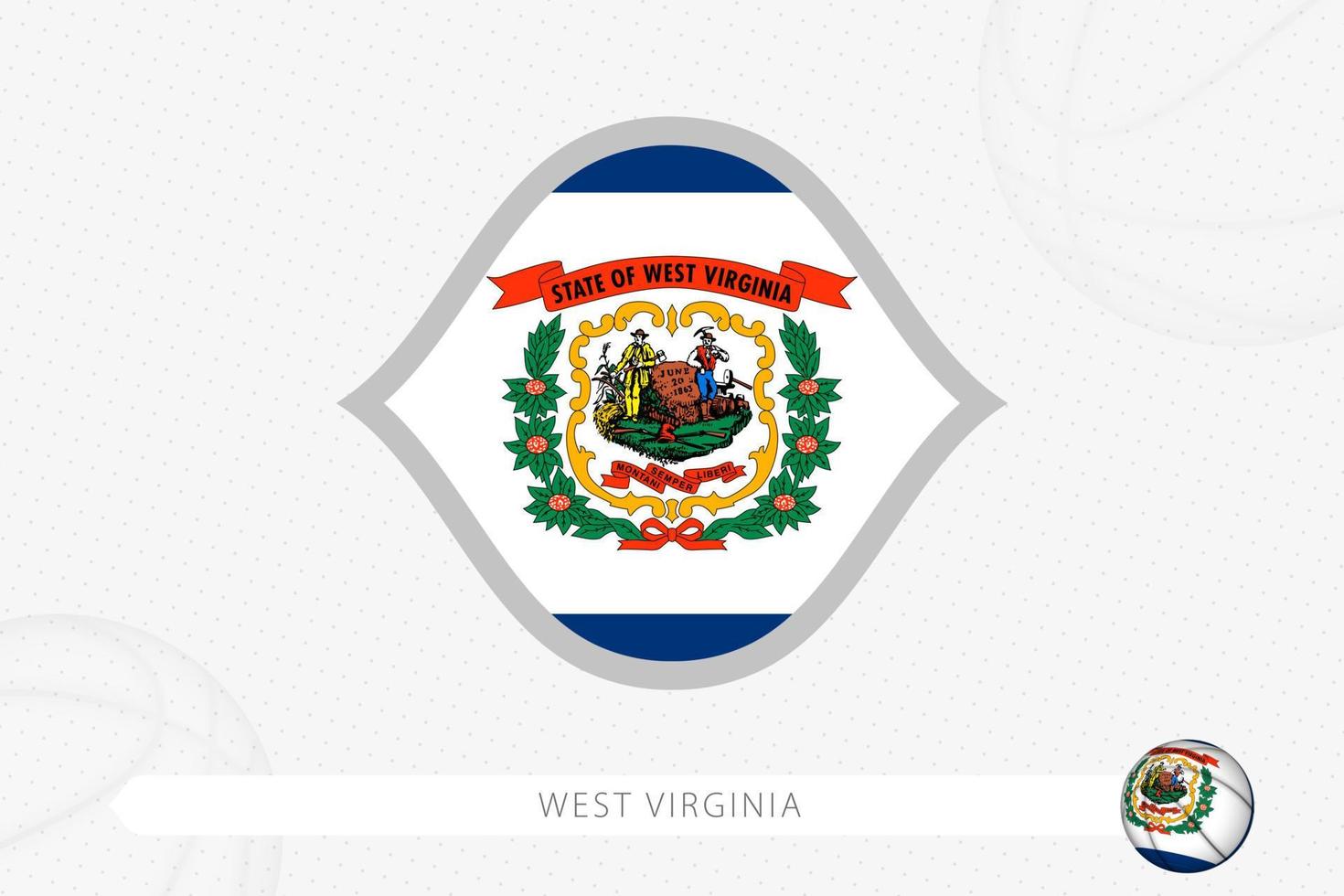 West Virginia flag for basketball competition on gray basketball background. vector