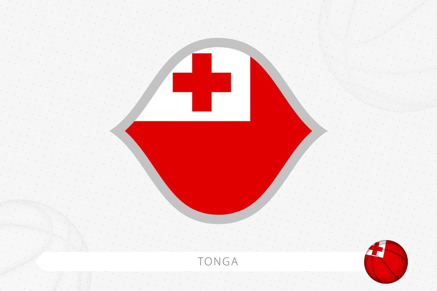 bandera de tonga para la competencia de baloncesto sobre fondo gris de baloncesto. vector