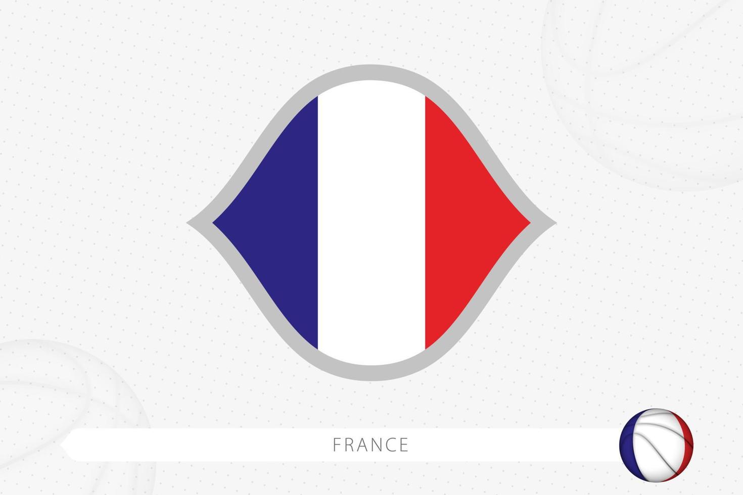 bandera de francia para la competencia de baloncesto sobre fondo de baloncesto gris. vector