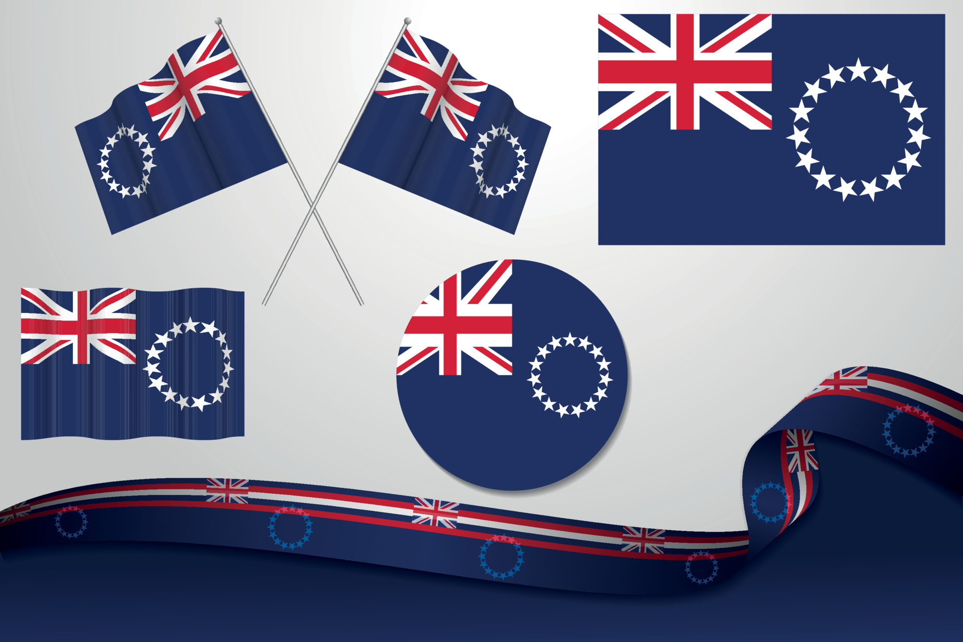 set-of-cook-islands-flags-in-different-designs-icon-flaying-flags-and