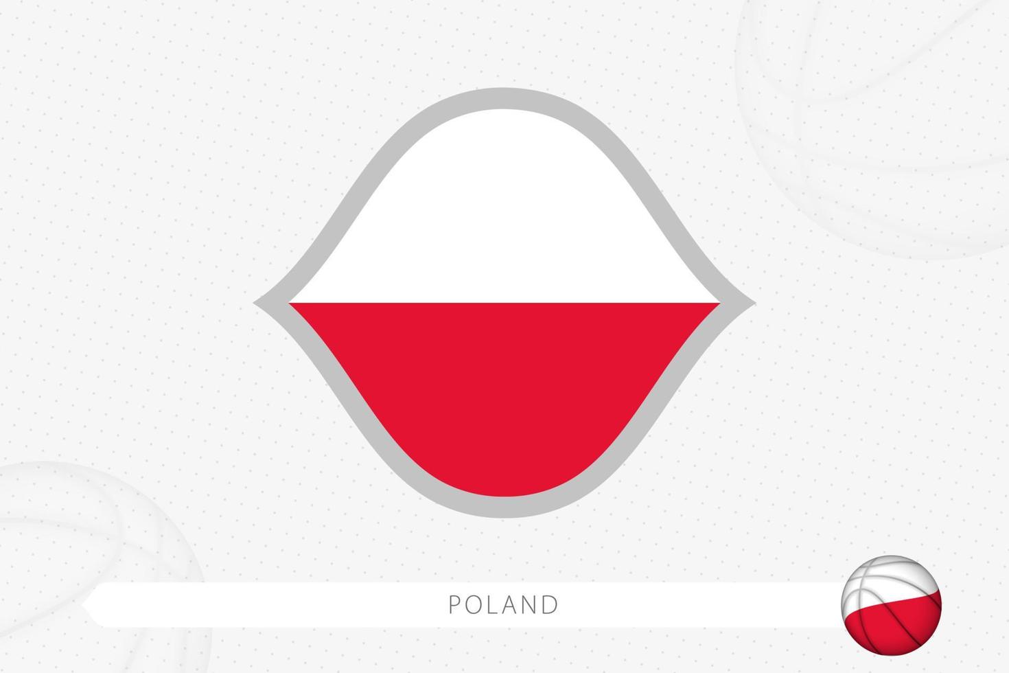 bandera de polonia para la competencia de baloncesto sobre fondo gris de baloncesto. vector