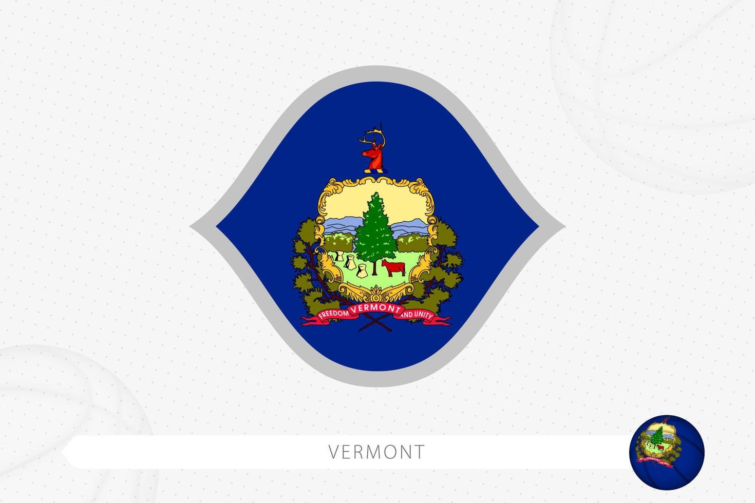 Vermont flag for basketball competition on gray basketball background. vector