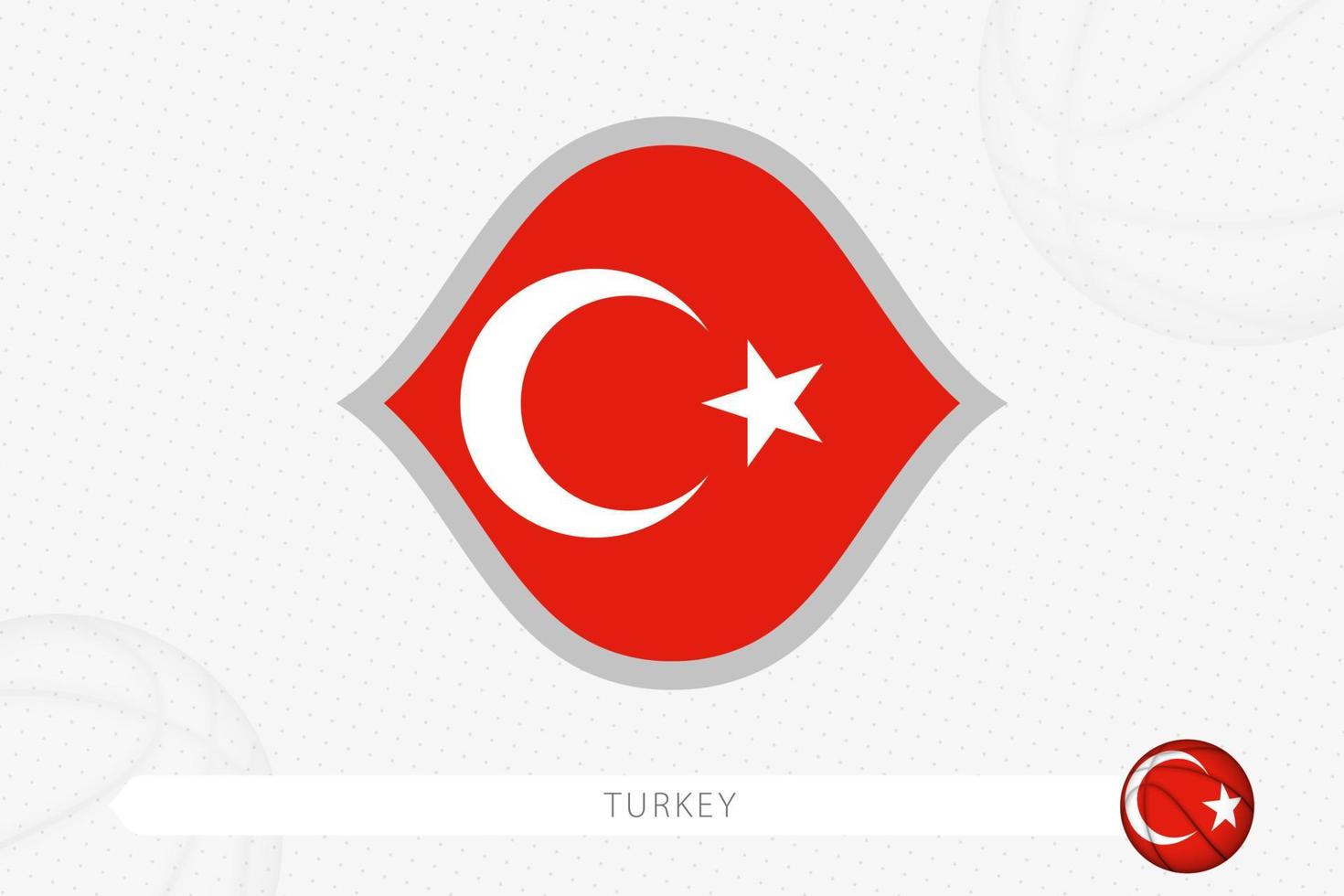 Turkey flag for basketball competition on gray basketball background. vector