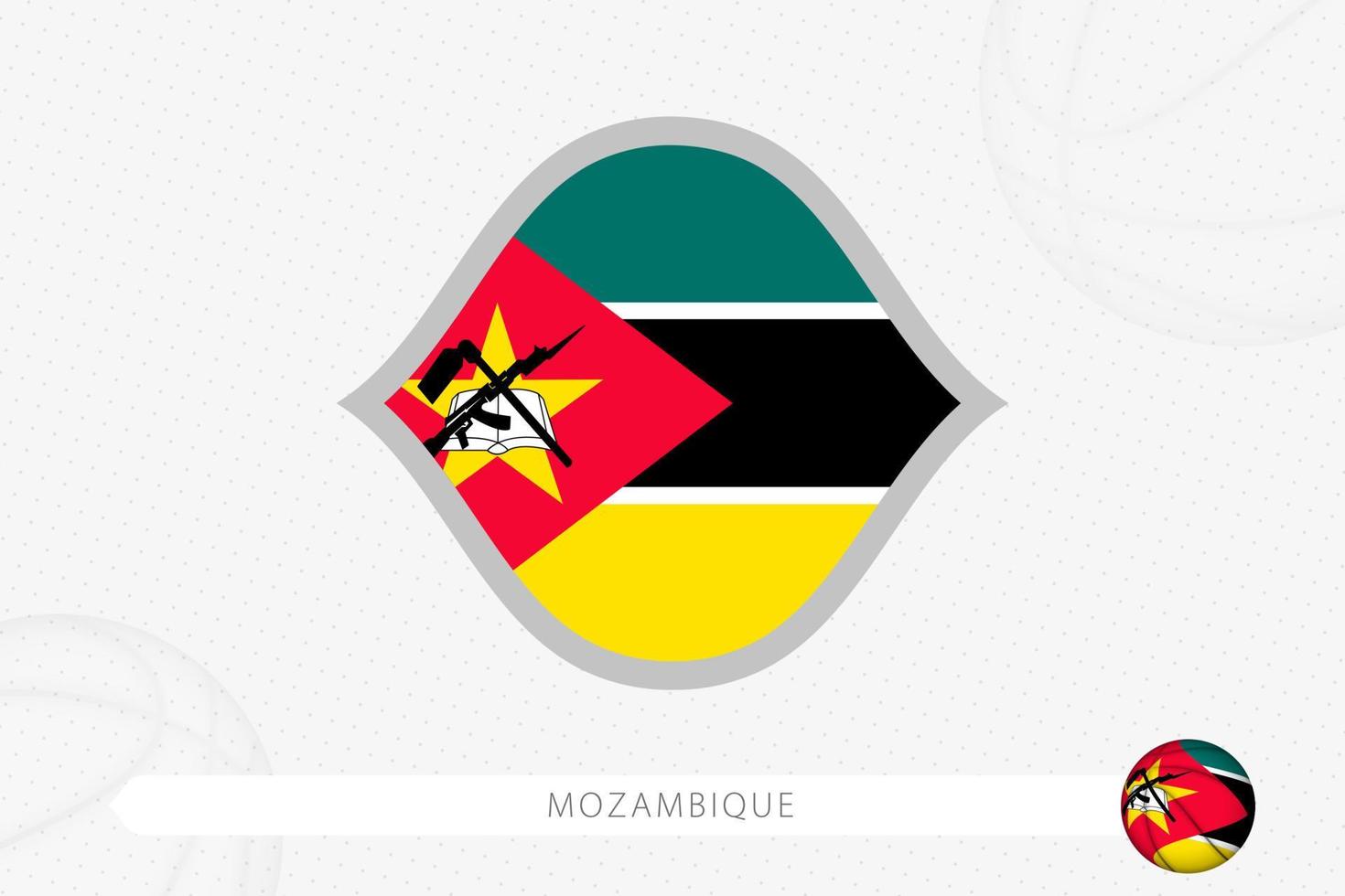 bandera de mozambique para la competencia de baloncesto sobre fondo gris de baloncesto. vector