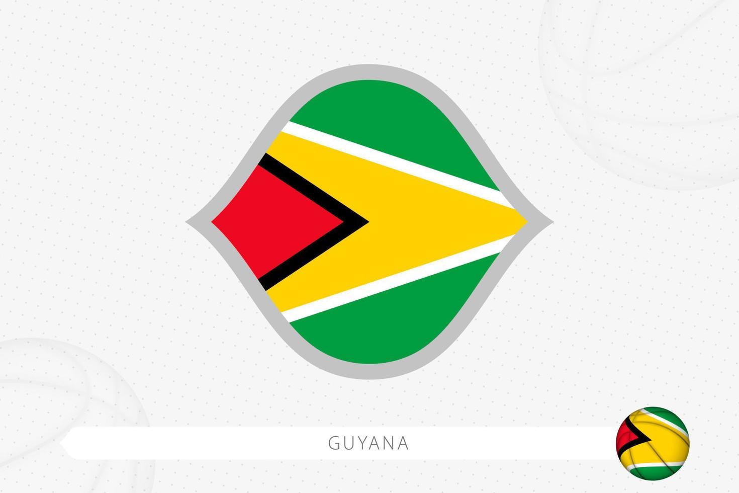 bandera de guyana para la competencia de baloncesto sobre fondo gris de baloncesto. vector