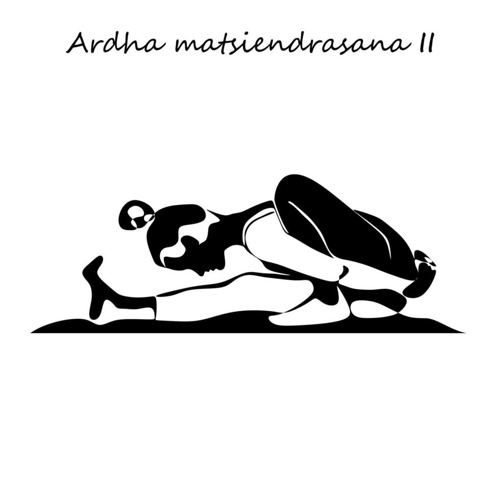 Continuous line drawing. Young woman making yoga exercise, silhouette picture. One line drawn black and white illustration vector