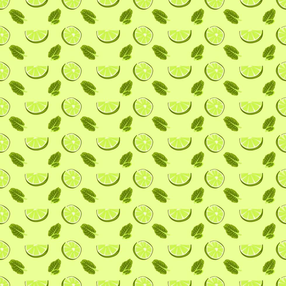 Seamless pattern with lime slices. Vector citrus fruit pattern