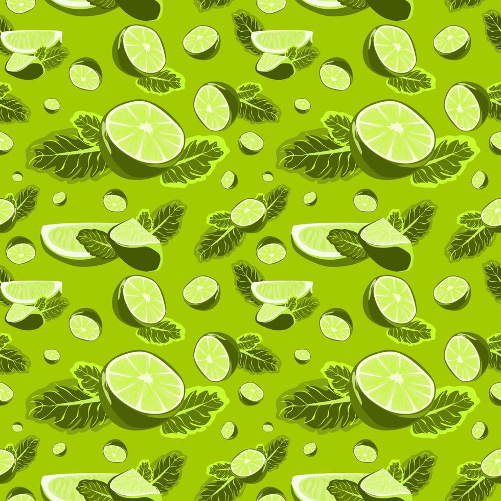 Seamless pattern with lime slices. Vector citrus fruit pattern