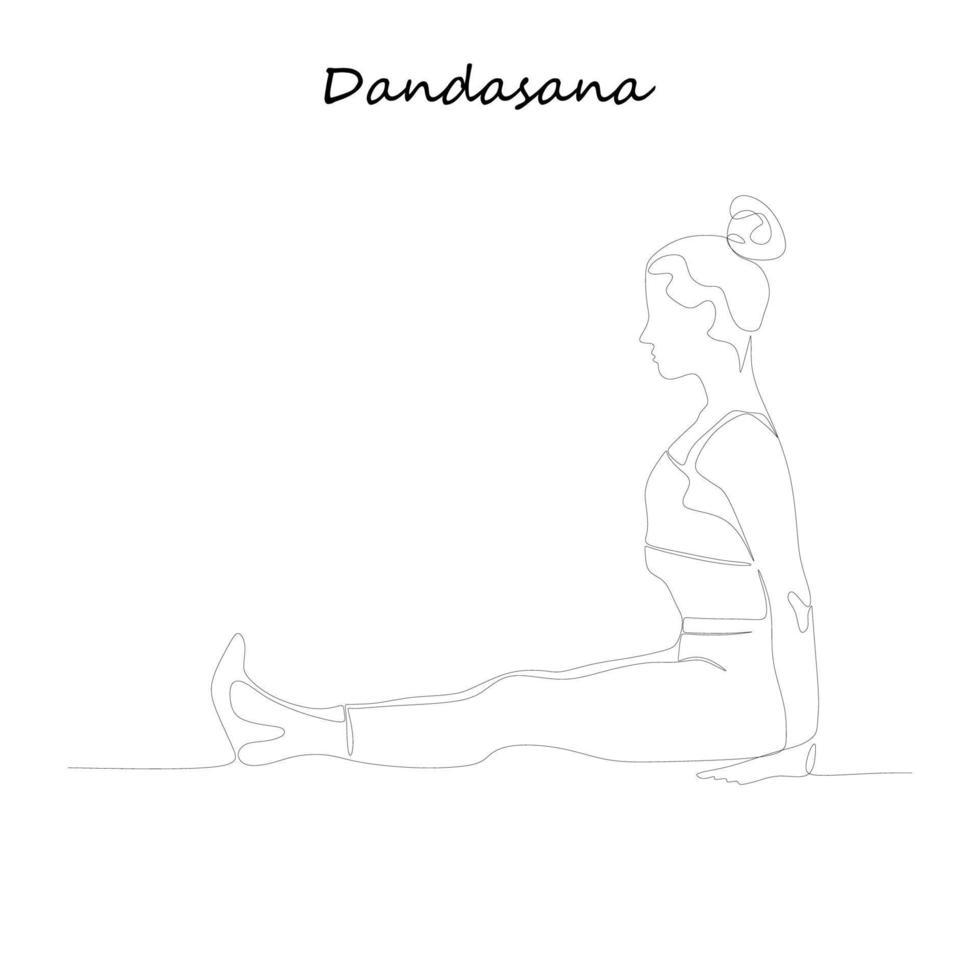 Continuous line drawing. Young woman making yoga exercise, silhouette picture. Oneline drawn illustration.cdr vector