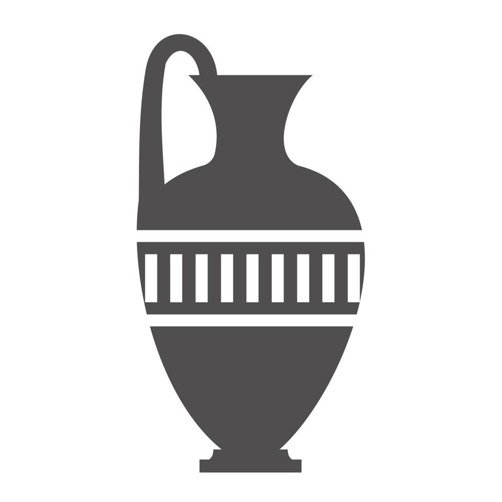 Greek vase silhouette. Ancient jug and pot with meander pattern. Glyph illustration. Clay ceramic earthenware. Vector. vector