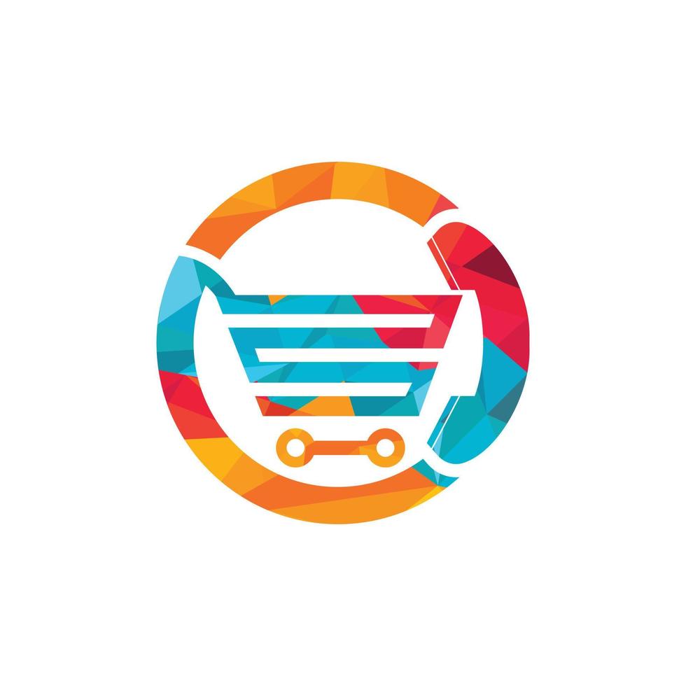 Shopping call vector logo design template illustration. Shopping cart and handset icon.