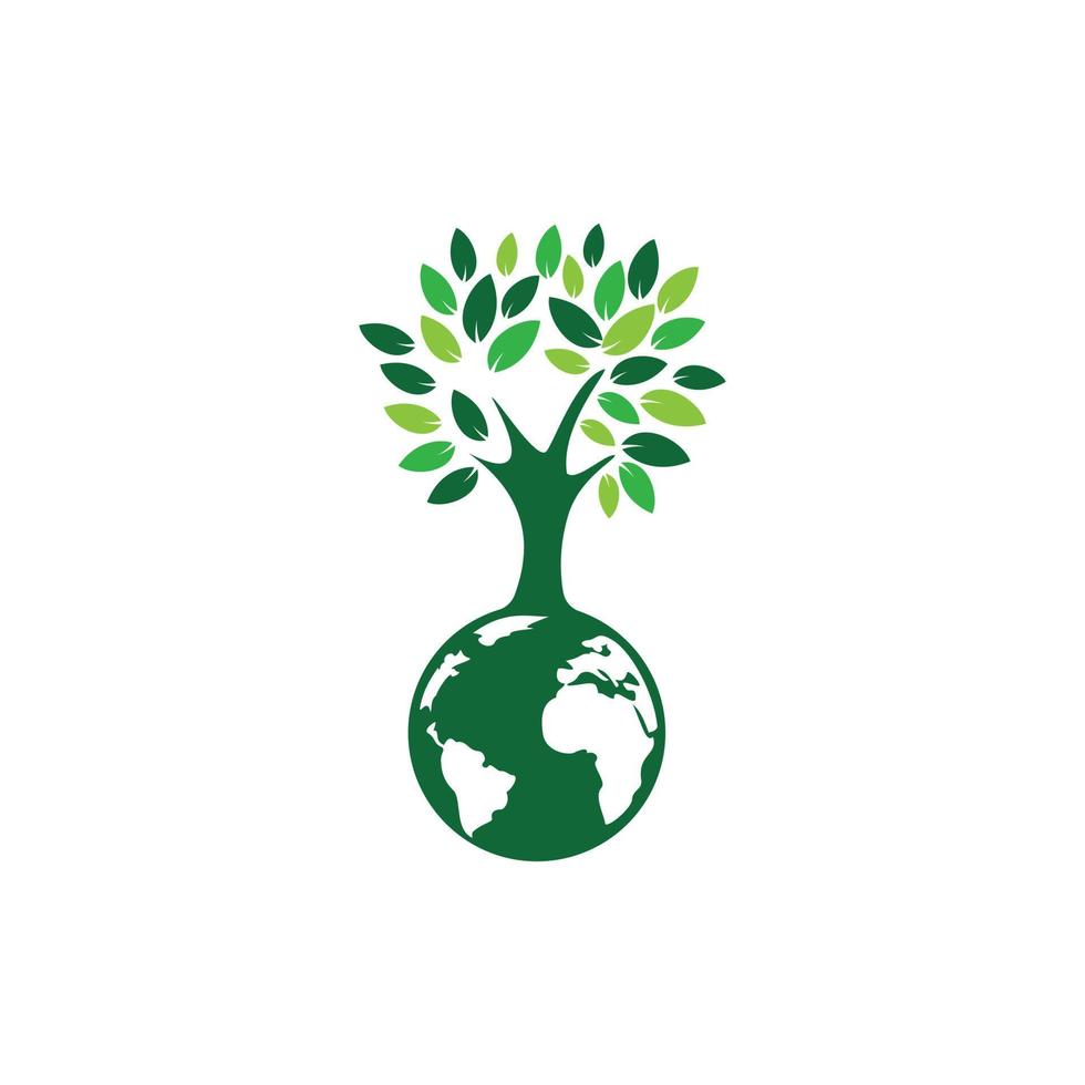 Globe tree with home vector logo design template. Planet and eco symbol or icon.